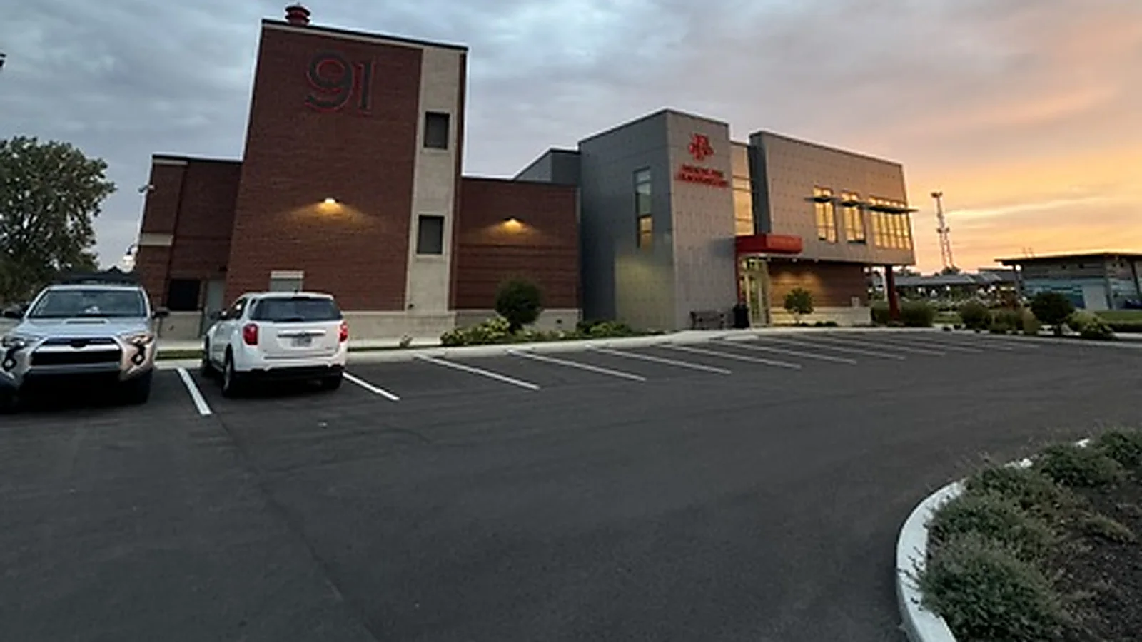 Fishers Fire Station 91 at sunset, a City of Fishers building Walden cleans